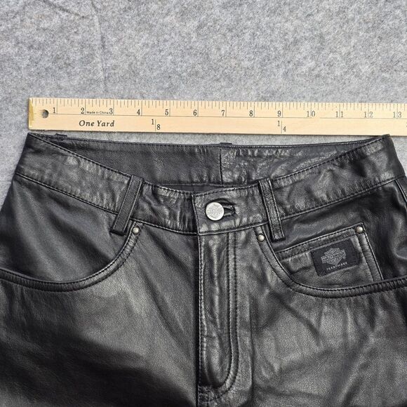 Harley-Davidson Leather Pants Womens 2 Black Genuine Motorcycle Riding Biker - Picture 8 of 11